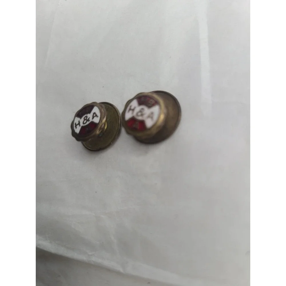 Vintage H&A Brass MB A Enamel Shirt Studs Collectible